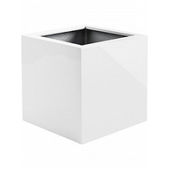 Кашпо Nieuwkoop Argento cube shiny white, белого цвета длина - 30 см высота - 30 см