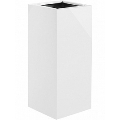 Кашпо Nieuwkoop Argento high cube shiny white, белого цвета длина - 30 см высота - 60 см