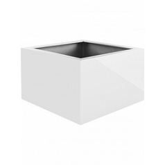 Кашпо Nieuwkoop Argento low cube shiny white, белого цвета длина - 80 см высота - 60 см