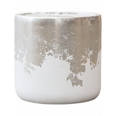 Кашпо Nieuwkoop Luxe lite glossy cylinder white, белого цвета-под цвет серебра диаметр - 33 см высота - 31 см