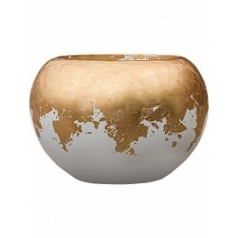 Кашпо Nieuwkoop Luxe lite glossy globe white, белого цвета-gold, под цвет золота диаметр - 39 см высота - 27 см