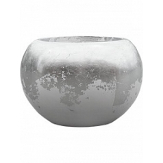 Кашпо Nieuwkoop Luxe lite glossy globe white, белого цвета-под цвет серебра диаметр - 39 см высота - 27 см