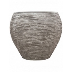 Кашпо Nieuwkoop Polystone coated ribbed balloon raw grey, серого цвета диаметр - 50 см высота - 53 см