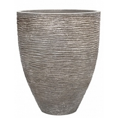 Кашпо Nieuwkoop Polystone coated ribbed couple raw grey, серого цвета диаметр - 90 см высота - 111 см