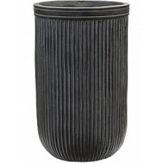 Кашпо Nieuwkoop Vertical rib cylinder anthracite, цвет антрацит диаметр - 30 см высота - 47 см