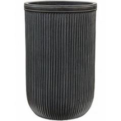 Кашпо Nieuwkoop Vertical rib cylinder anthracite, цвет антрацит диаметр - 37 см высота - 57 см