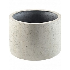 Кашпо Nieuwkoop Grigio cylinder antique white, белого цвета-фактура под бетон диаметр - 48 см высота - 32 см