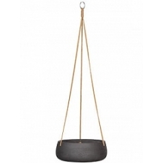 Подвесное Кашпо Nieuwkoop Rough eileen (hanging) S размер black, чёрного цвета washed диаметр - 24 см высота - 9 см