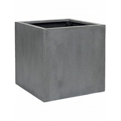 Кашпо Nieuwkoop Fiberstone block grey, серого цвета M размер длина - 40 см высота - 40 см