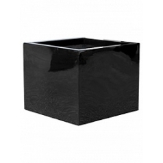 Кашпо Nieuwkoop Fiberstone glossy black, чёрного цвета block XL размер длина - 60 см высота - 60 см