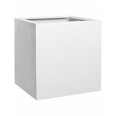 Кашпо Nieuwkoop Fiberstone glossy white, белого цвета block L размер длина - 50 см высота - 50 см