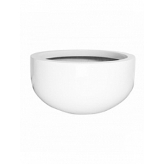 Кашпо Nieuwkoop Fiberstone glossy white, белого цвета city bowl M размер диаметр - 110 см высота - 60 см
