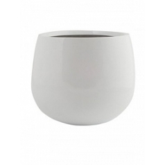 Кашпо Nieuwkoop Fiberstone glossy white, белого цвета kevan M размер диаметр - 26 см высота - 22 см