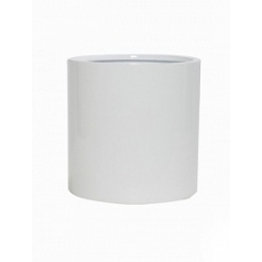 Кашпо Nieuwkoop Fiberstone glossy white, белого цвета puk L размер диаметр - 25 см высота - 25 см