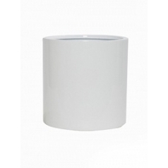 Кашпо Nieuwkoop Fiberstone glossy white, белого цвета puk M размер диаметр - 20 см высота - 20 см