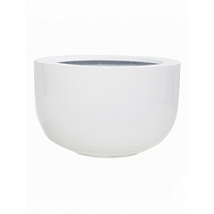Кашпо Nieuwkoop Fiberstone glossy white, белого цвета sunny диаметр - 33 см высота - 20 см