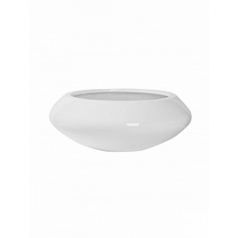 Кашпо Nieuwkoop Fiberstone glossy white, белого цвета tara L размер диаметр - 80 см высота - 30 см