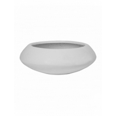 Кашпо Nieuwkoop Fiberstone glossy white, белого цвета tara S размер диаметр - 40 см высота - 15.5 см
