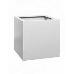 Кашпо Nieuwkoop Fiberstone matt white, белого цвета block L размер длина - 50 см высота - 50 см