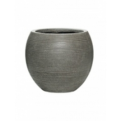 Кашпо Nieuwkoop Fiberstone ridged dark grey, серого цвета abby M размер horizontal диаметр - 34.5 см высота - 30 см