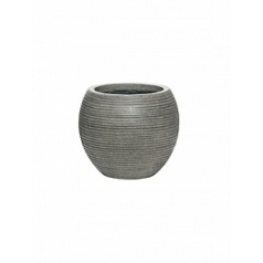 Кашпо Nieuwkoop Fiberstone ridged dark grey, серого цвета abby S размер horizontal диаметр - 23 см высота - 20 см