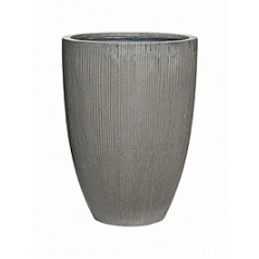 Кашпо Nieuwkoop Fiberstone ridged dark grey, серого цвета ben L размер диаметр - 40 см высота - 55 см