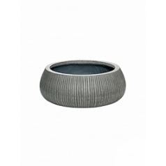 Кашпо Nieuwkoop Fiberstone ridged dark grey, серого цвета eileen XL размер диаметр - 36 см высота - 14 см