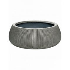 Кашпо Nieuwkoop Fiberstone ridged dark grey, серого цвета eileen XXL размер диаметр - 53 см высота - 21 см