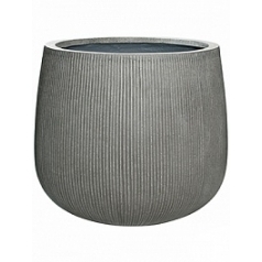 Кашпо Nieuwkoop Fiberstone ridged dark grey, серого цвета pax L размер диаметр - 55 см высота - 48 см