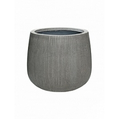 Кашпо Nieuwkoop Fiberstone ridged dark grey, серого цвета pax M размер диаметр - 40 см высота - 36 см