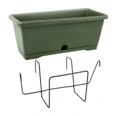 Балконный ящик с крепл., Idel, VERSILIA X1, пластик, зеленый